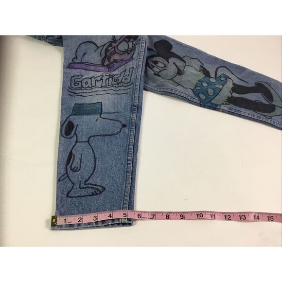 New York Jean Co womens  Jeans hand painted Mickey Minnie Mouse Size 5/6 Juniors - Picture 10 of 11